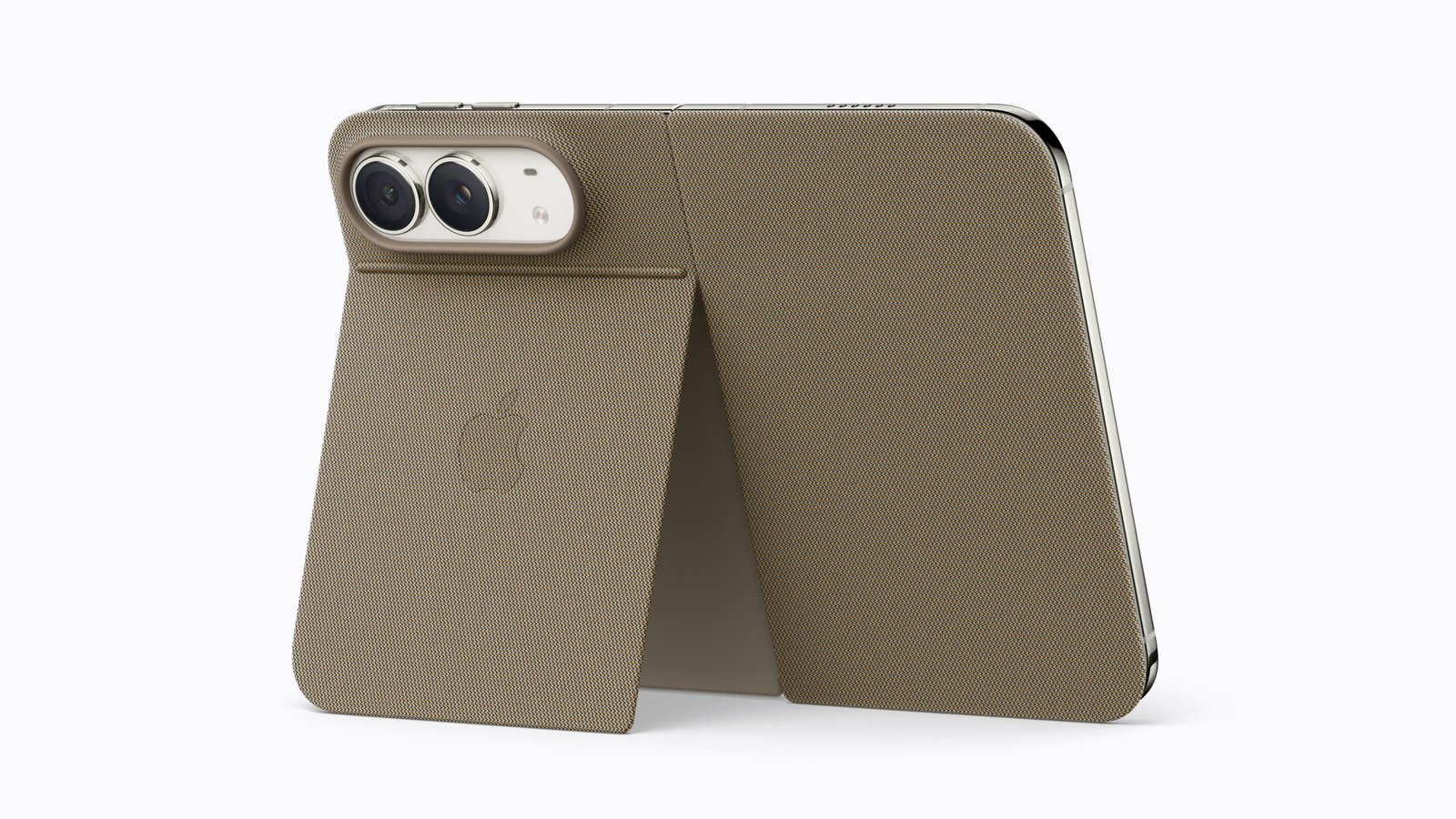 iPhone Duo Folio com apoio na cor cinza-castanho (taupe)