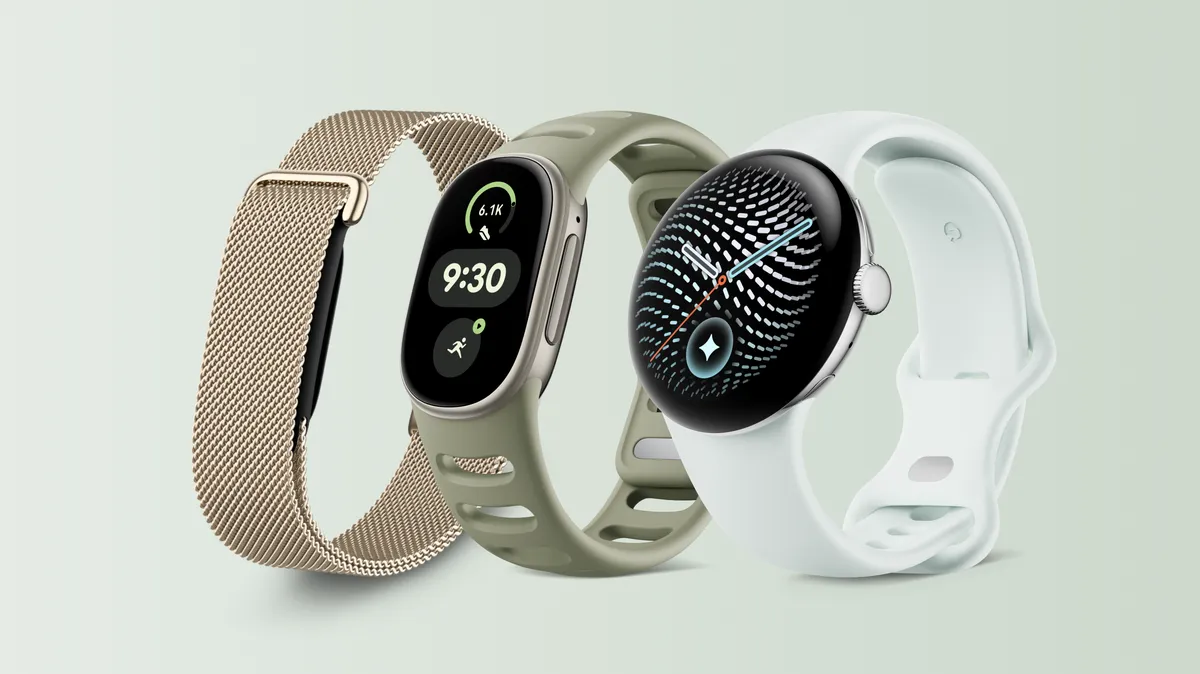 Fitbit Air, Fitbit Edge e Pixel Watch 5 lado a lado